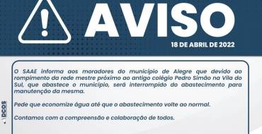 Aviso Falta de Água