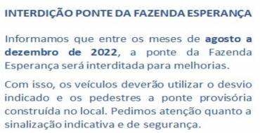 Interdição Ponte da Fazenda Esperança