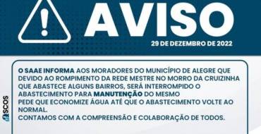 Aviso de Interrupção no Abastecimento de Água