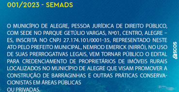 Edital para Credenciamento de Proprietários de Imóveis Rurais